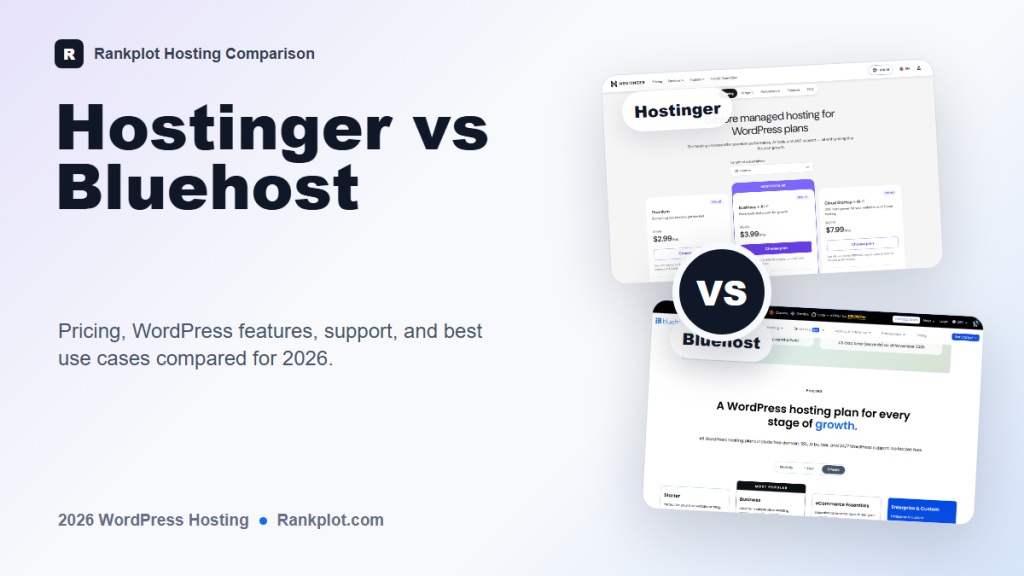 Hostinger vs Bluehost 2026 WordPress hosting comparison cover image